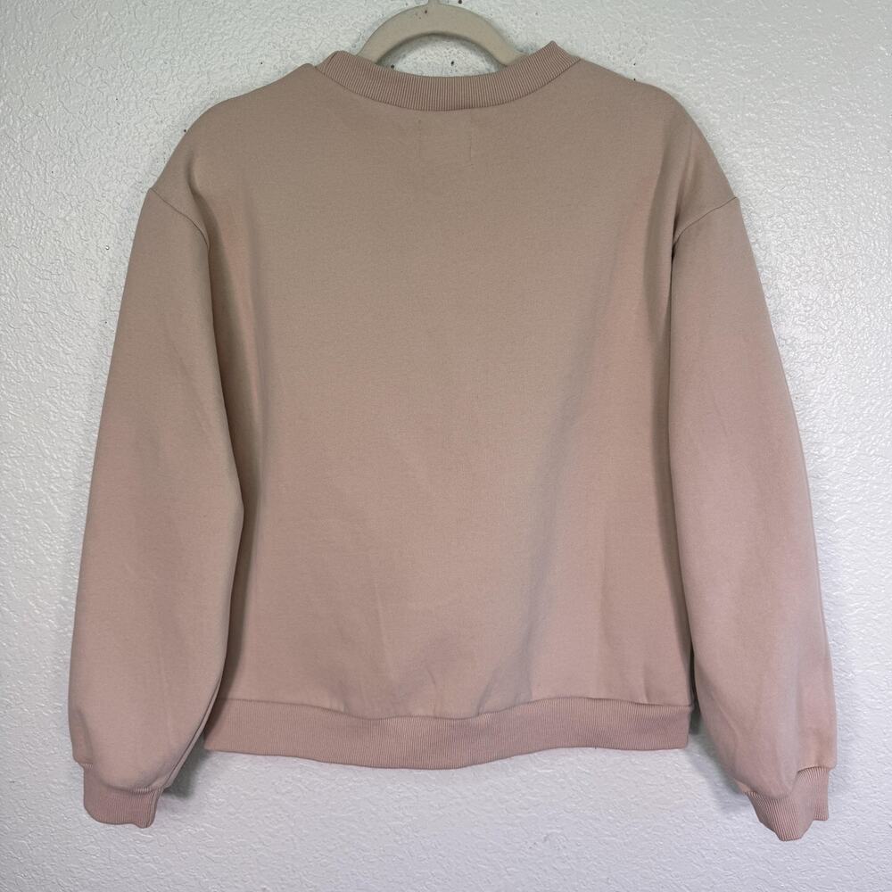 Vacancy Sweatshirt Womens 2 Paradise Inn Beige Fleece Pullover Sweater Soft - Picture 2 of 8